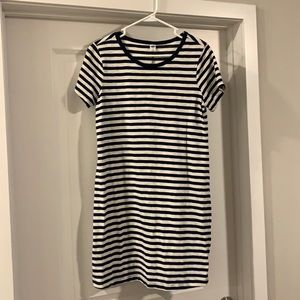 Navy and white striped dress